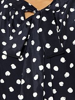 Oui Sleeveless spotty blouse with tie neck Blue   