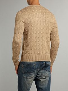 Polo Ralph Lauren Crew neck cable knitted jumper Tan   House of Fraser