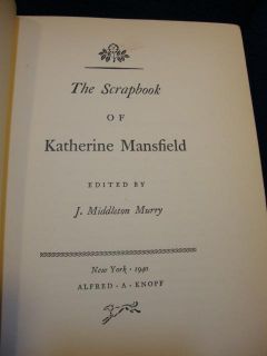 The Scrapbook of Katherine Mansfield, J. Middleton Murry/ New York