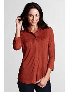 Lands End Women`s silk blend three quarter sleeve shirt Orange   House of Fraser