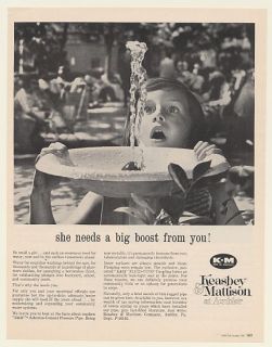 1961 K&M Keasbey & Mattison Asbestos Cement Pressure Pipe Girl Water
