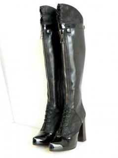 Jonathan Kelsey Camden Boots Over Knee Thigh Lace Zipper Leather Stack