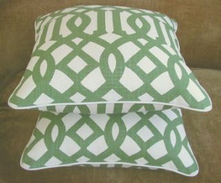 Kelly Wearstler Linen Fabric Imperial Trellis Pillows 2
