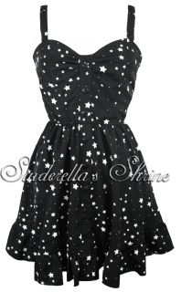 Hell Bunny Kelis Black White Rock Star Party Dress XS XL 6 14