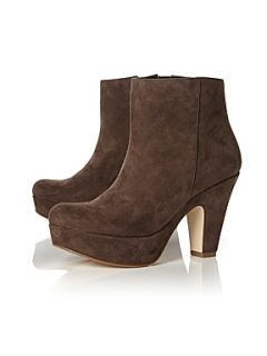 Dune Neka Platform Suede Ankle Boots Taupe   