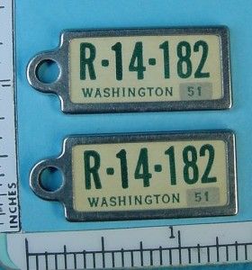Washington State 2 Key Chain License Plates Benton Co 1951 Disabled