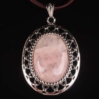 Rose Quartz Gem Oval Inlay Bead Jewelry Pendant 1P New