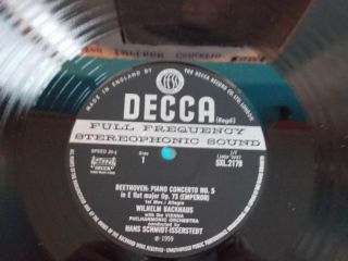 Decca SXL 2179 WB Grooved Beethoven Emperor Concerto Backhaus WBG
