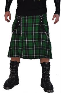 Tripp NYC Punk Emo Green Plaid Steampunk Kilt Pants Skirt Irish