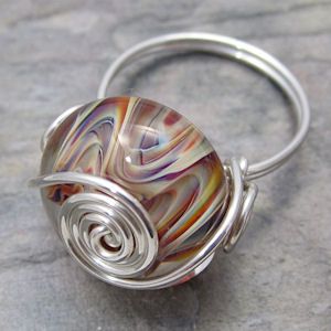 Bbglassart Lampwork Boro Glass Silver Ring Size 5 5