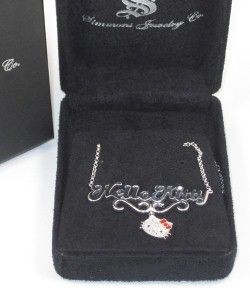 Kimora Lee Simmons Hello Kitty Silver Sapphire Name Plate Necklace
