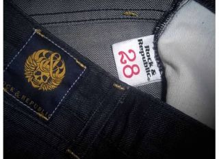 Rock Republic Kiedis in Raw Blue Gold Studded Stretch Jeans 28 $228