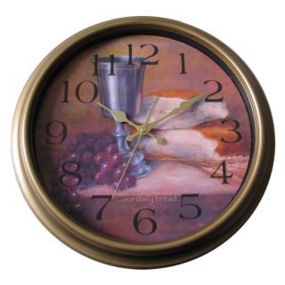 New Haven Grape and Wine Kitchen Wall Clock in Distressed Antique