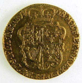 1768 King George III Gold Guinea. 8.4 grams of 22 ct Gold. AVF/VF