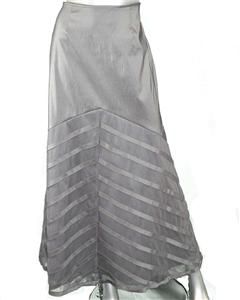 Retail $109 KM Collections Platinum Taffeta Skirt Size 8 12 US