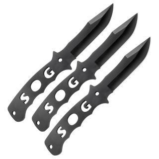 10 3 Pack Black Tactical Field Throwing Knives W/ Sheath   FO4TN CP