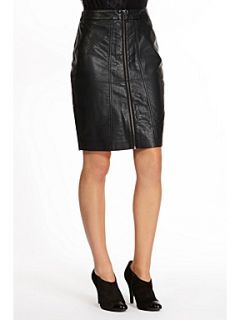 Oasis Faux leather zip pencil skirt Black   