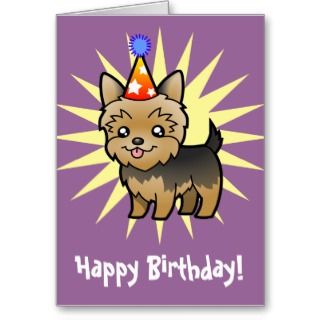Birthday Yorkie (puppy cut) cards by SugarVsSpice