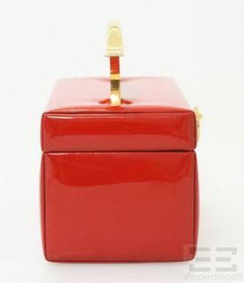 Koret Red Patent Leather Gold Keyhole Clasp Box Handbag