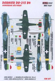 Kora Decals 1 72 Hungarian Dornier do 215 Bomber