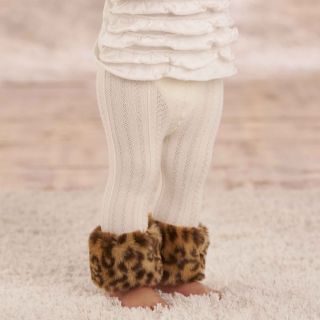 Mud Pie Baby Girl Toddler Leopard Faux Fur Trimmed Leggings Tights