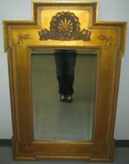 Maitland Smith La Barge Hand Crafted Gold Shell Motif Beveled Glass