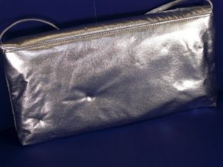 La Regale Silver Metallic Pleated Evening Handbag
