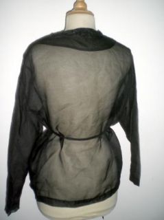 Mint Krista Larson Black Sheer Wrap Around Blouse Top Silk One Size