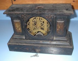 Ansonia Mantle Clock Antique Shelf Case Metal
