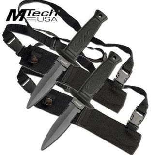 Set of 2 Combat Boot Throwing Knife w Shoulder Harness MTech