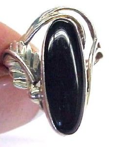 Sterling Silver Black Onyx Ladies Ring Size 6 75