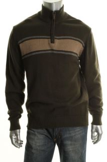 Oscar de La Renta New Green Ribbed Mock Neck 1 4 Zip Pullover Sweater