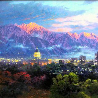 Thomas Kinkade Utah Salt Lake City of Lights Panoramic 18x36 G P
