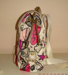 Coach Kyra Floral Print Stars Hearts Backpack Dust Bag 19284 Pink Gold