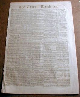 Unique RARE Original 1845 Lake Providence Louisiana Newspaper Carroll