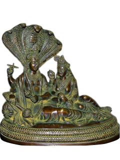 Lord Vishnu Lakshmi Ananta Shesha Brass Statue