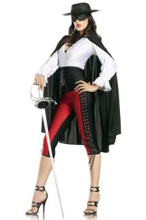 Regal Lady Zorro Look A Like Stage or Halloween Costume New 6 Pieces