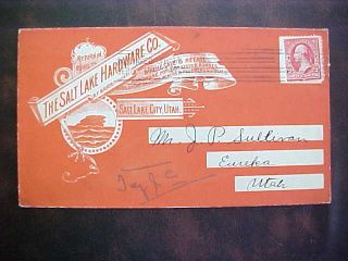 Utah Salt Lake City 1900 Allover Hardware Illustrated Ad Cover Stamp