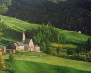 North Italy Bolzano Landscape Art Oil Painting on Canvas 36x48