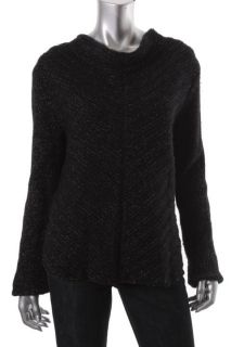 Helmut Lang Black Wool Drape Neck Long Sleeve Pullover Sweater L BHFO