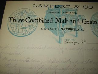 1890s Lampert Malt Grain Cleaner Letterhead Brewery
