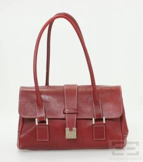 LAMBERTSON Truex Red PEBBLED Leather Handbag
