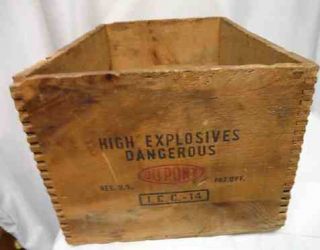 Vintage Du Pont Explosives Wooden Box Crate Red Cross Blasting 1952