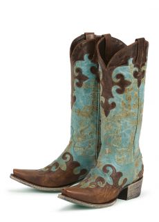 Lane Western Boots Womens Cowboy Dawson 9 B Turquoise Brown 23 A