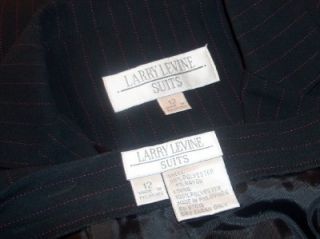 larry levine black w majenta pink pinstripes db ls pant suit sz 12