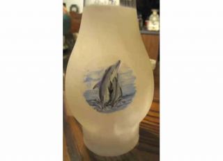 Dolphins Hurricane Lamp Kerosene 9 H Frosted Glass Globe Shade