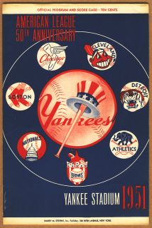 1951 New York Yankees V Cleveland Indians Program