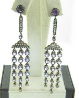 Laura Munder 18K Amethyst Diamond Drop Earrings