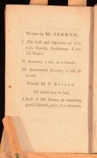 1775 3VOL Letters of The Late Rev Mr Laurence Sterne Mrs Medalle First