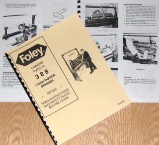 Foley 388 Lawn Mower Blade Grinder Operators Parts Manual 0936